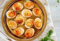 Fiery Dill Pickle Deviled Eggs