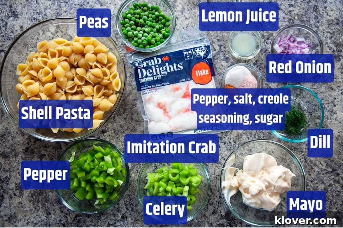 Crab Pasta Salad ingredients Crab Pasta Salad ingredients.