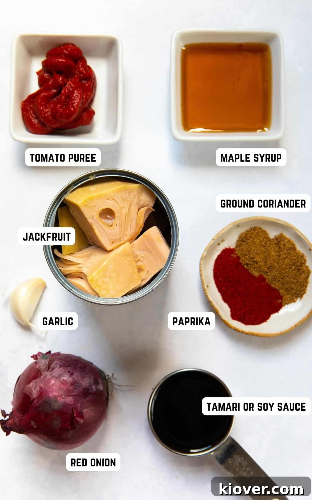 Ingredients to make Vegan Gyros on a white background.