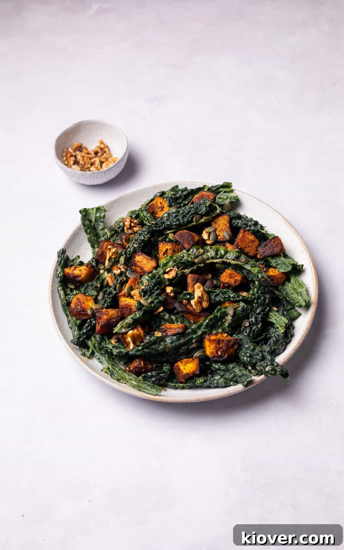 A beautifully presented plate of Roasted Pumpkin Salad.