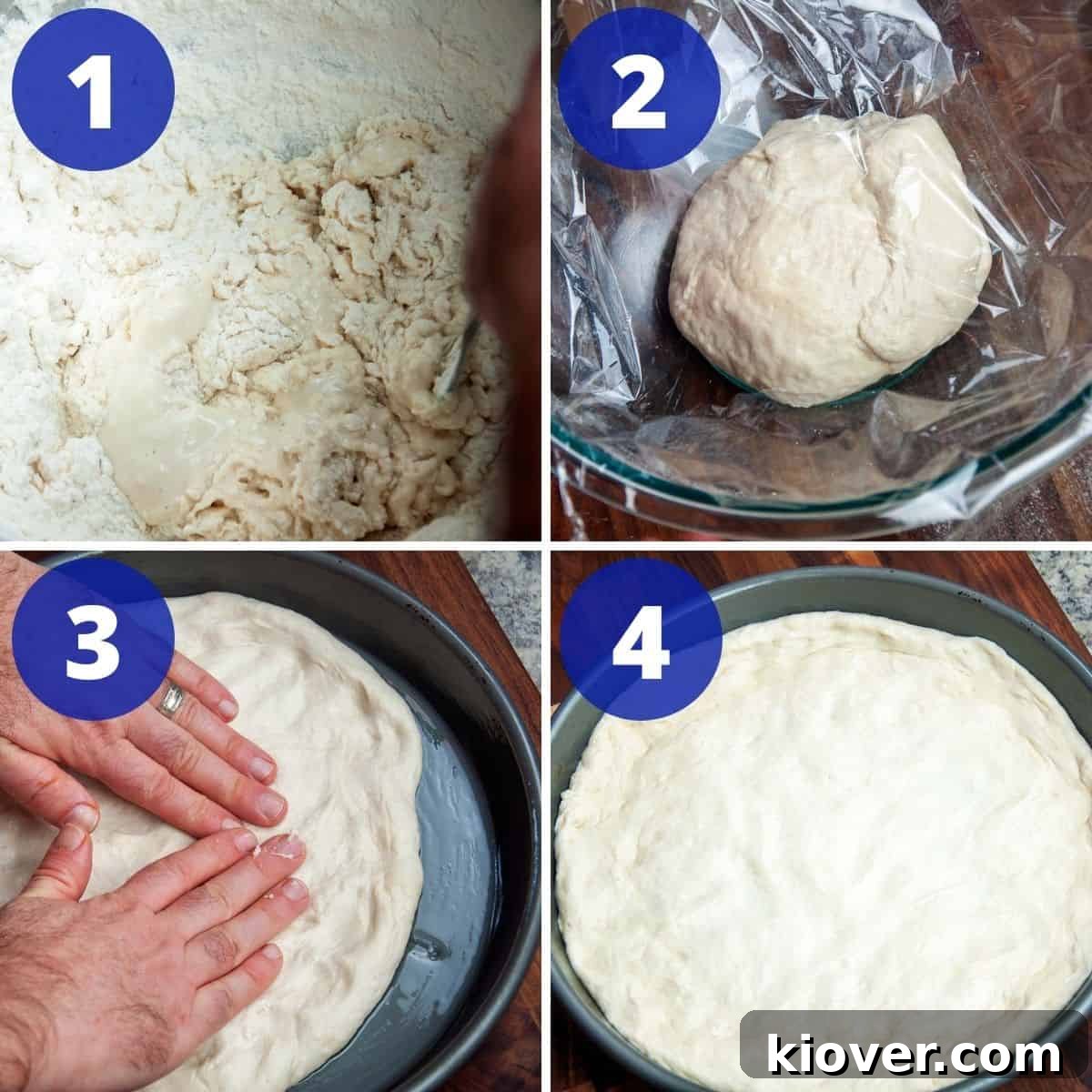 Chicago Dough Process The process of making pizza dough and gently spreading it into a Chicago Deep Dish pan.
