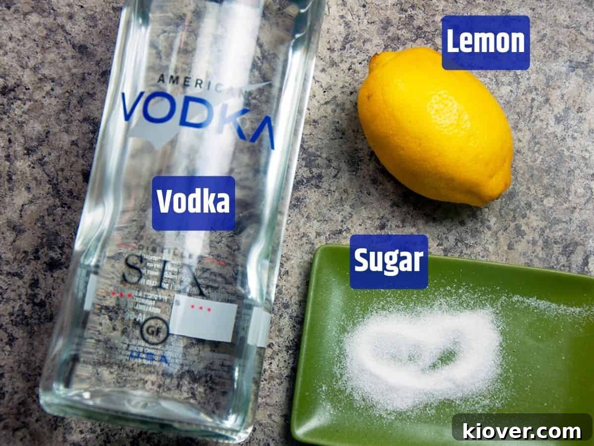 Lemon Drop Shot Ingredients Lemon drop shot ingredients.