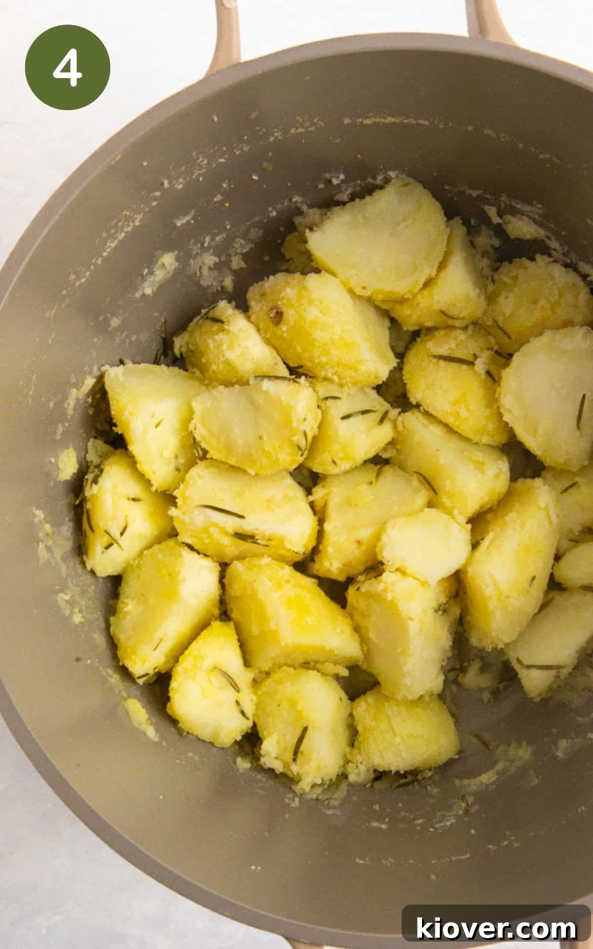 cooked potatoes in a pot ready for air fryer.