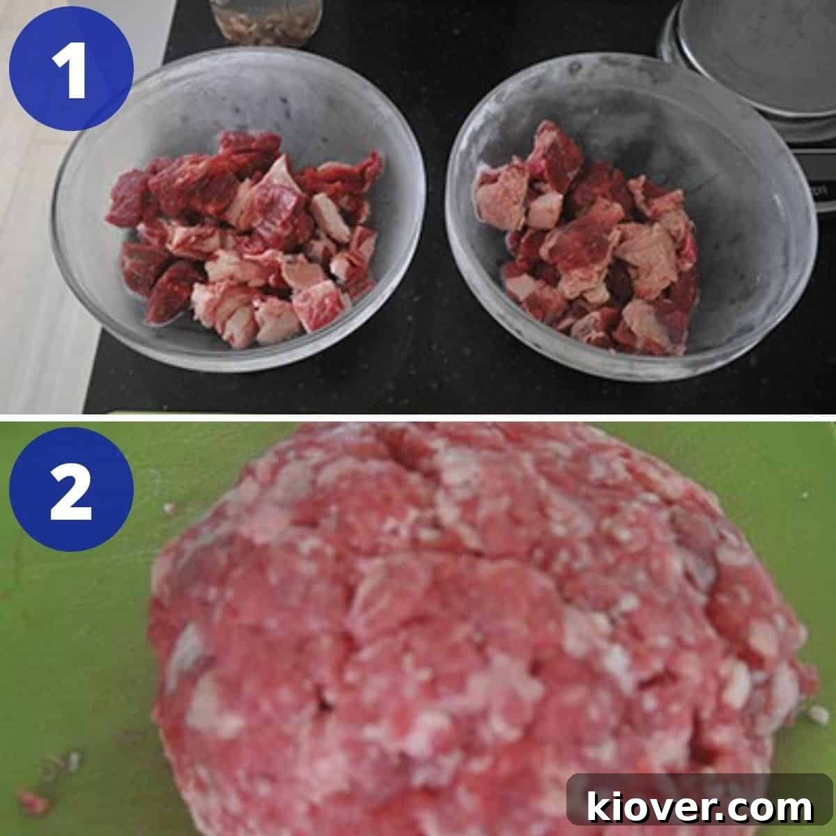 Process pictures for making food processor ground beef.