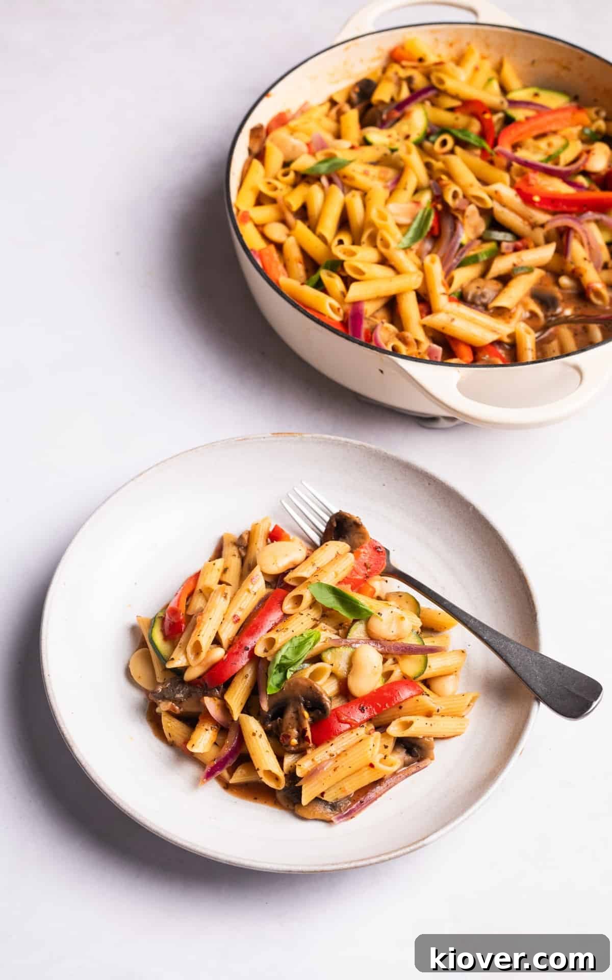 one pot pasta served on a plate.