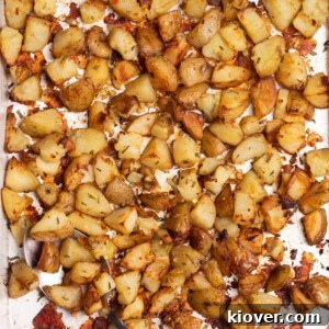 Crispy Parmentier potatoes, close up view in a square format.