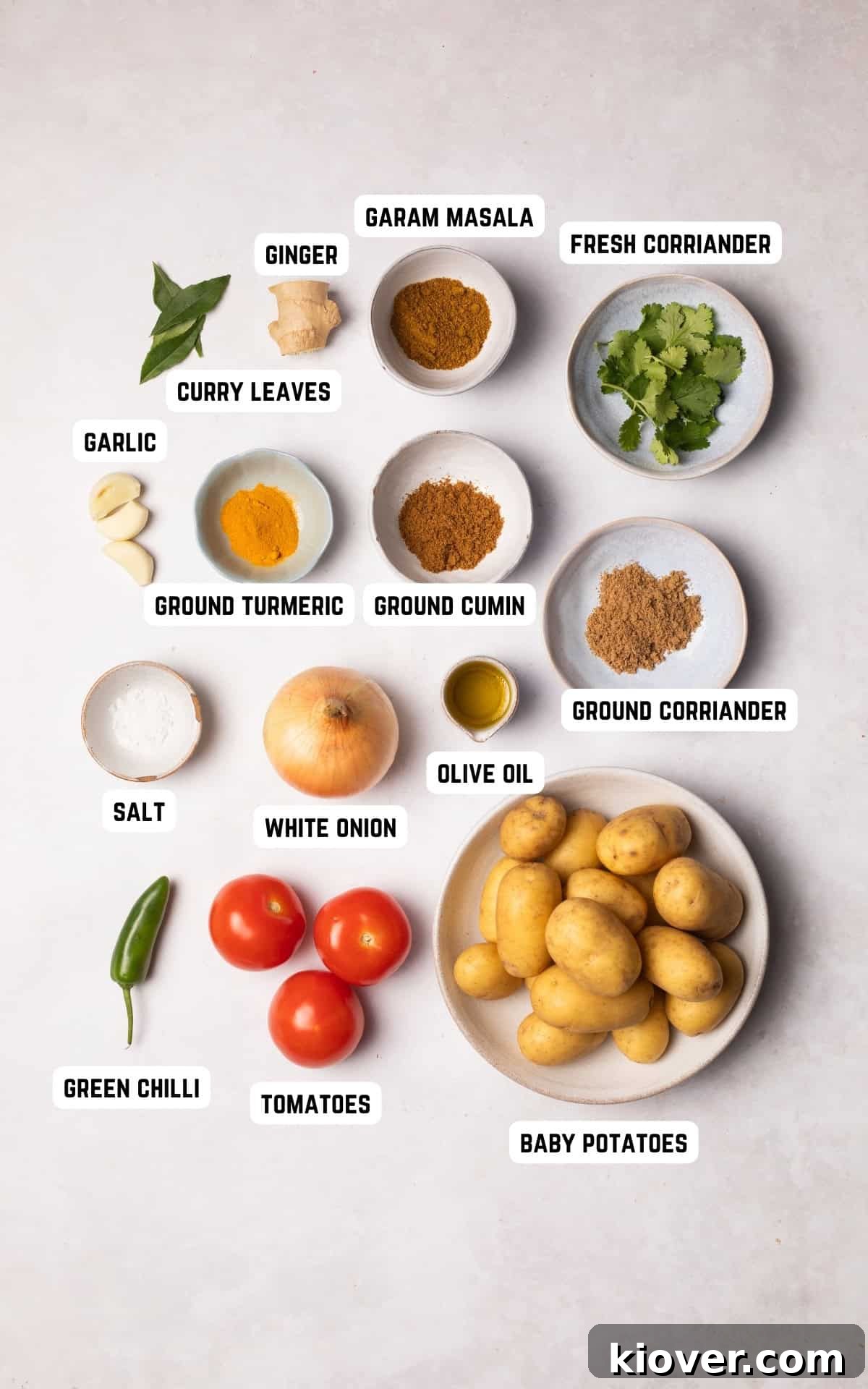Ingredients to make Bombay Aloo (Bombay Potatoes).