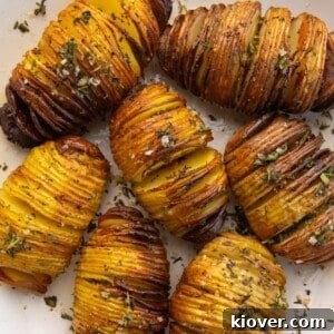 Air Fryer Hasselback Potatoes close up.