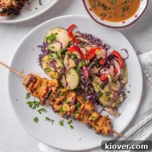 Chicken Satay Salad with peanut butter dressing.