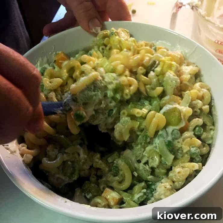 Mixing Pasta Salad Mixing the Macaroni Salad