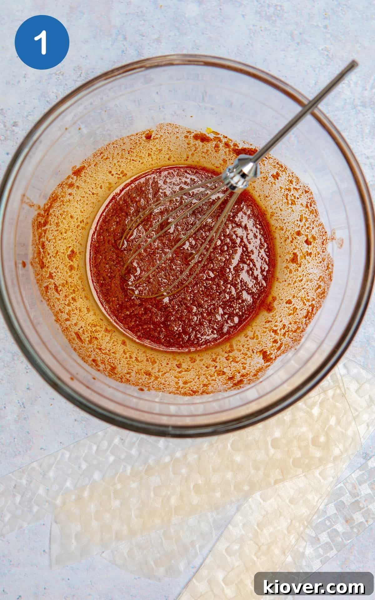 Preparing the savory sauce by mixing all the ingredients in a small bowl.