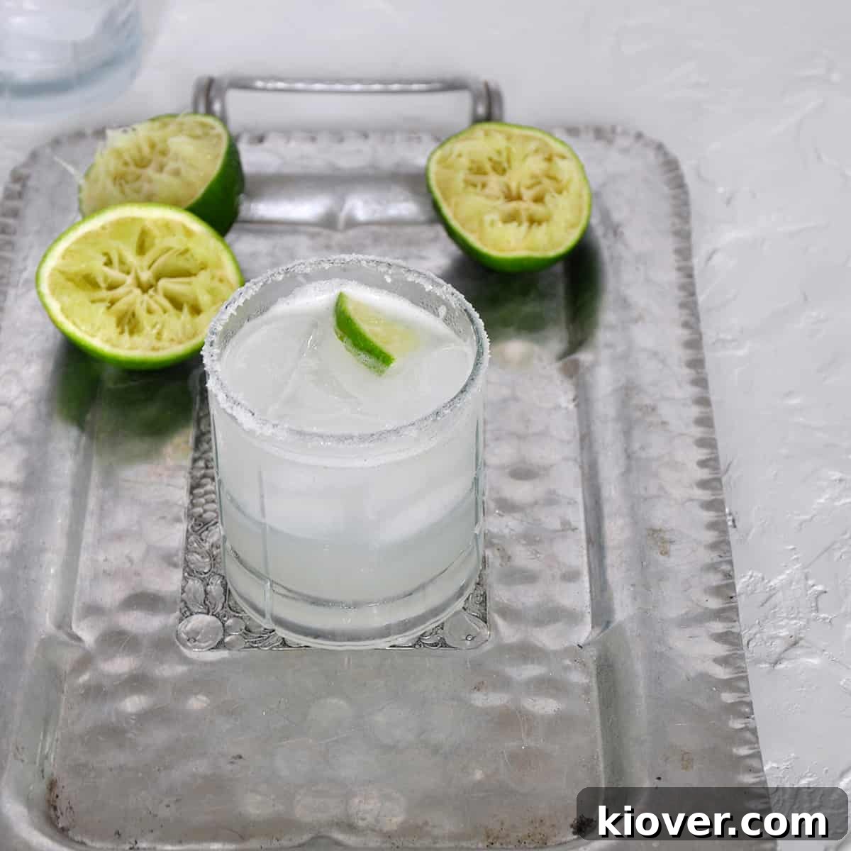 A classic margarita on a tray.