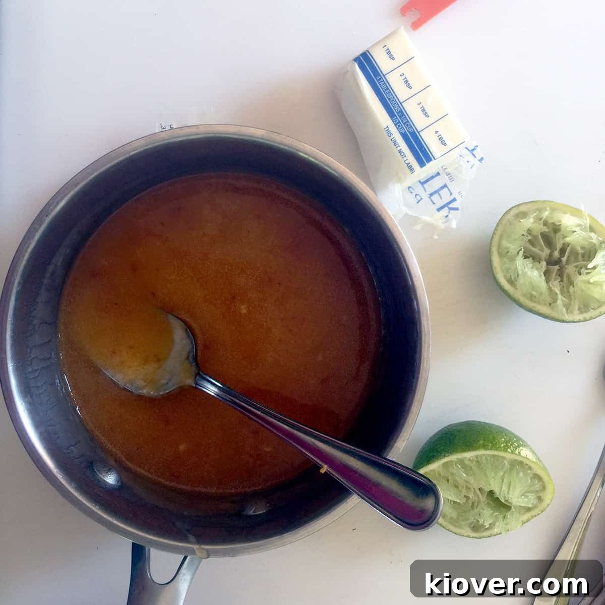 Tequila Lime Sauce A glistening, thickened tequila lime chicken sauce, ready to coat the freshly grilled wings, before the tossing step.