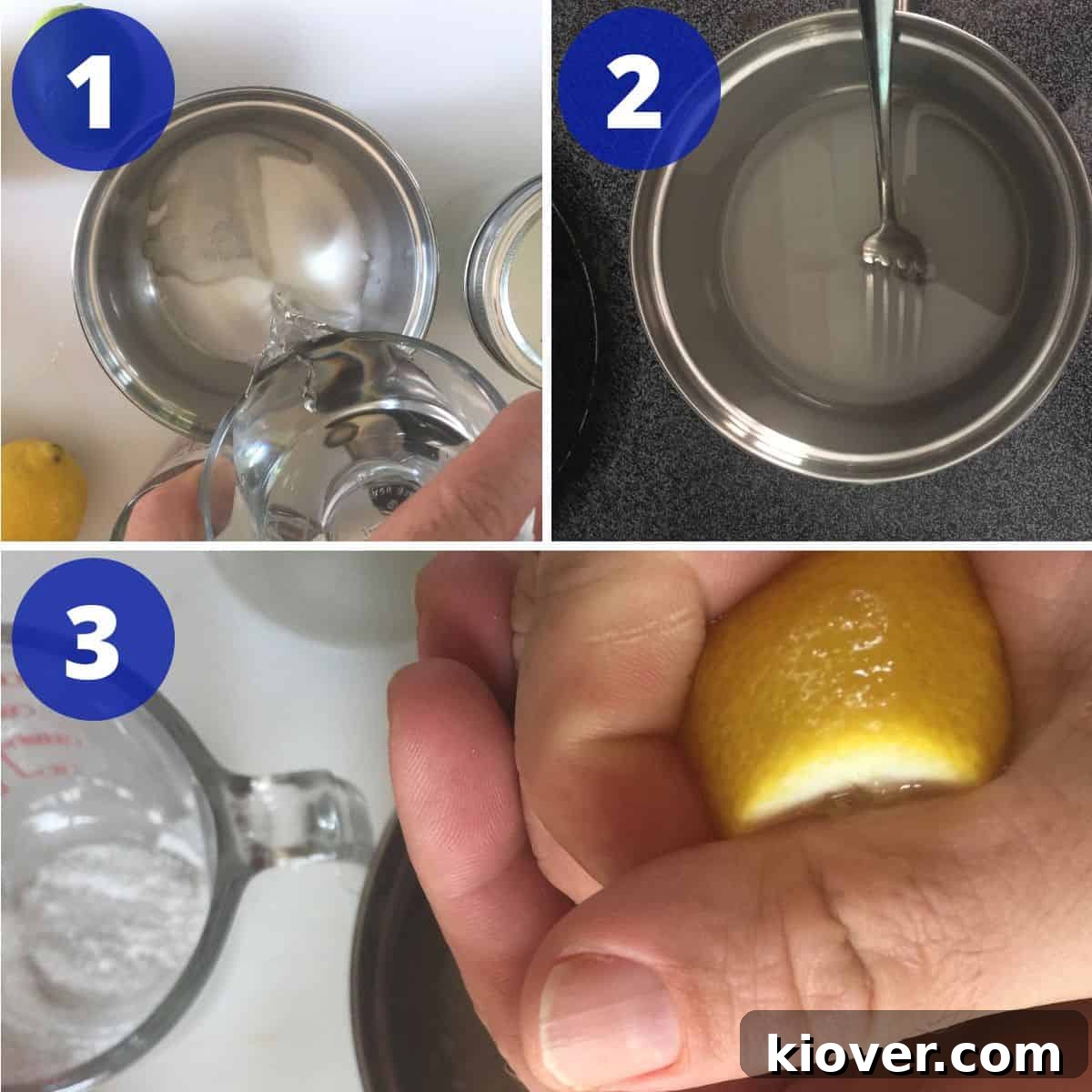Sweet and Sour Mix Preparation Process Step-by-step process of making sweet and sour mix: first, simmering water and sugar in a saucepan, followed by the addition of fresh lemon and lime juice, and finally the cooled mixture ready for bottling.