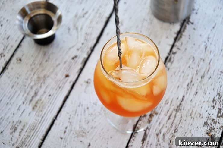 Gently stirring a Gin and Tonic cocktail with a spoon to mix ingredients without losing effervescence