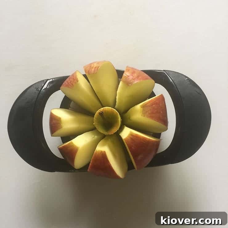 Apple Corer cutting Braeburn apple