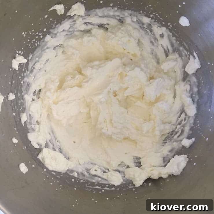 Bowl of freshly whipped cream before being transferred to a piping bag.