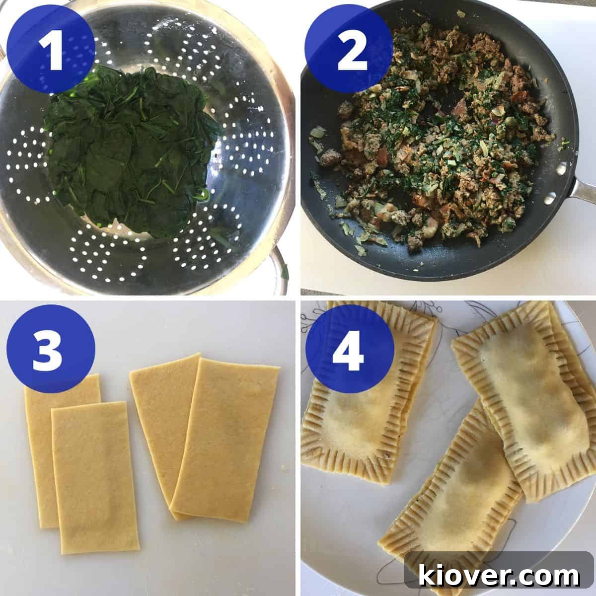 Detailed process of making Maultaschen, from cooking spinach and filling to boiling.