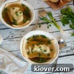 Maultaschen in two bowls of soup.