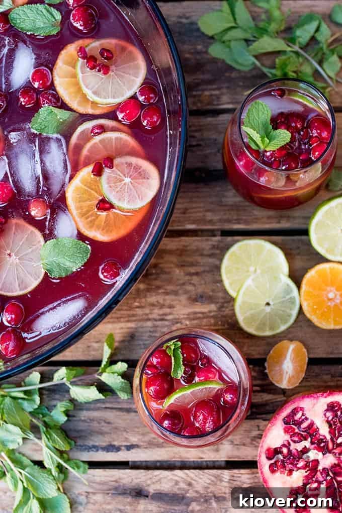 Festive Holiday Punch, perfect for Christmas, New Year's Eve, and winter celebrations.