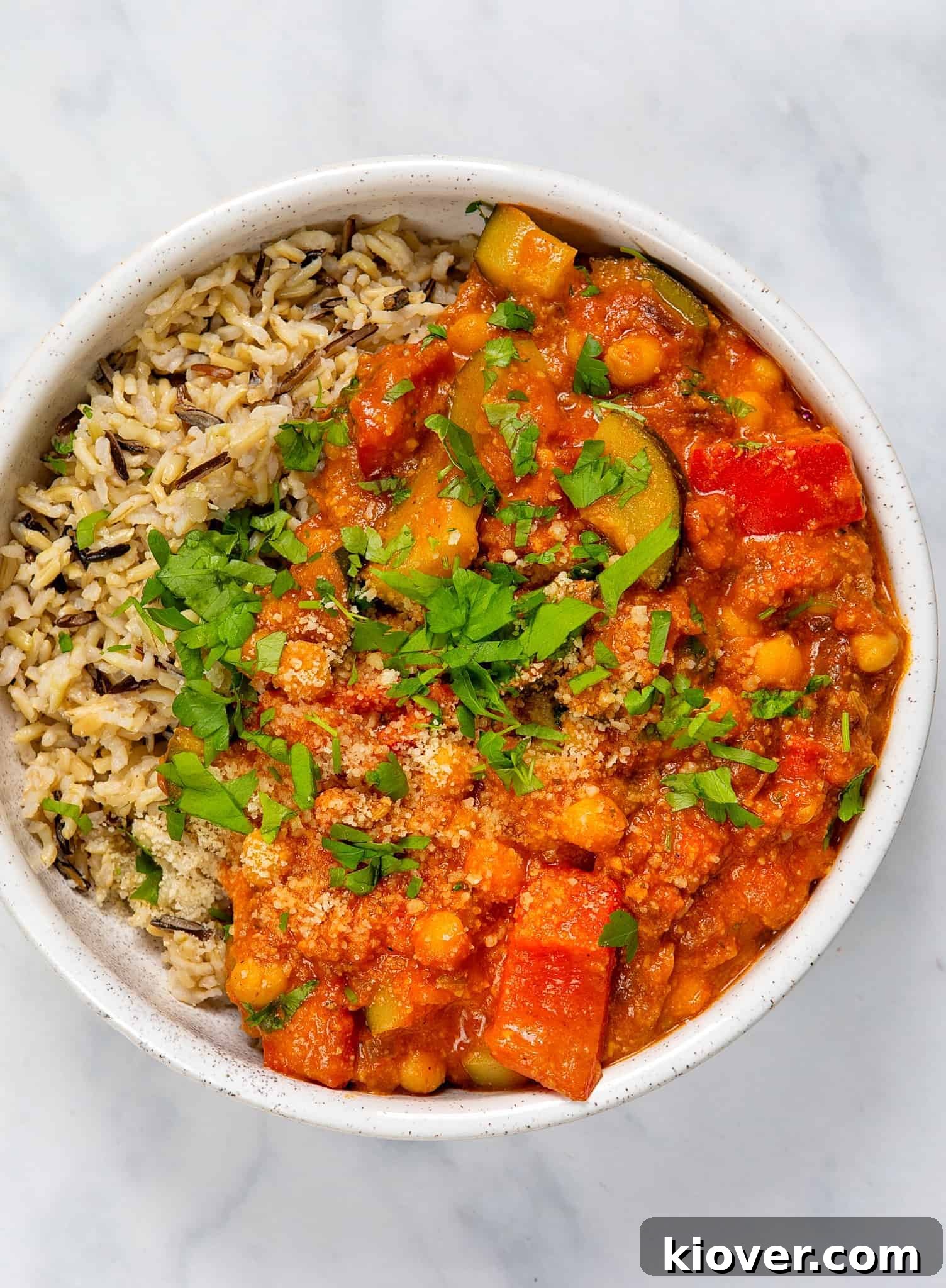 Apricot & Chickpea Tagine served in a beautiful ceramic bowl