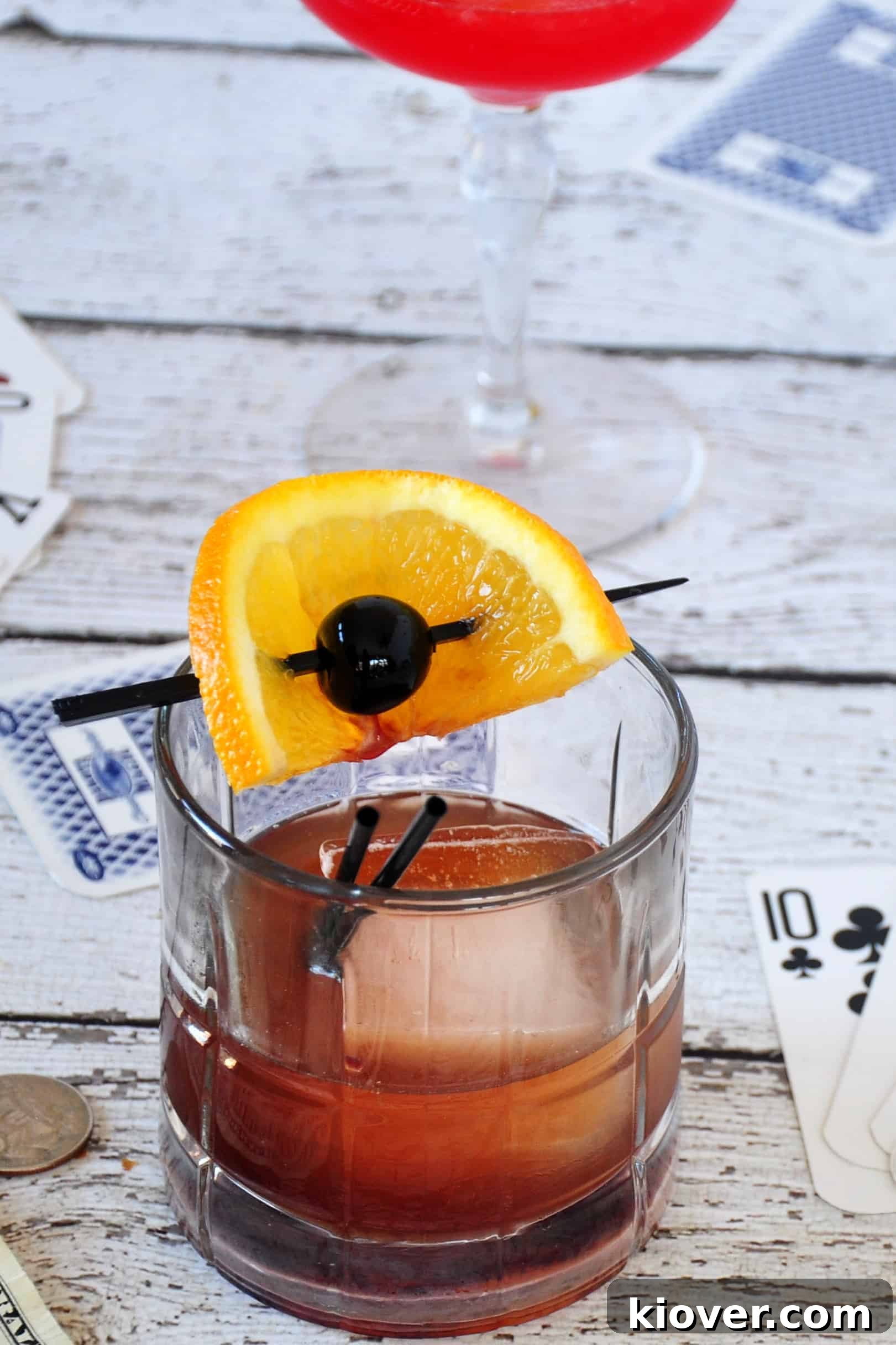 "Mad Men Old Fashioned" cocktail with pretty background