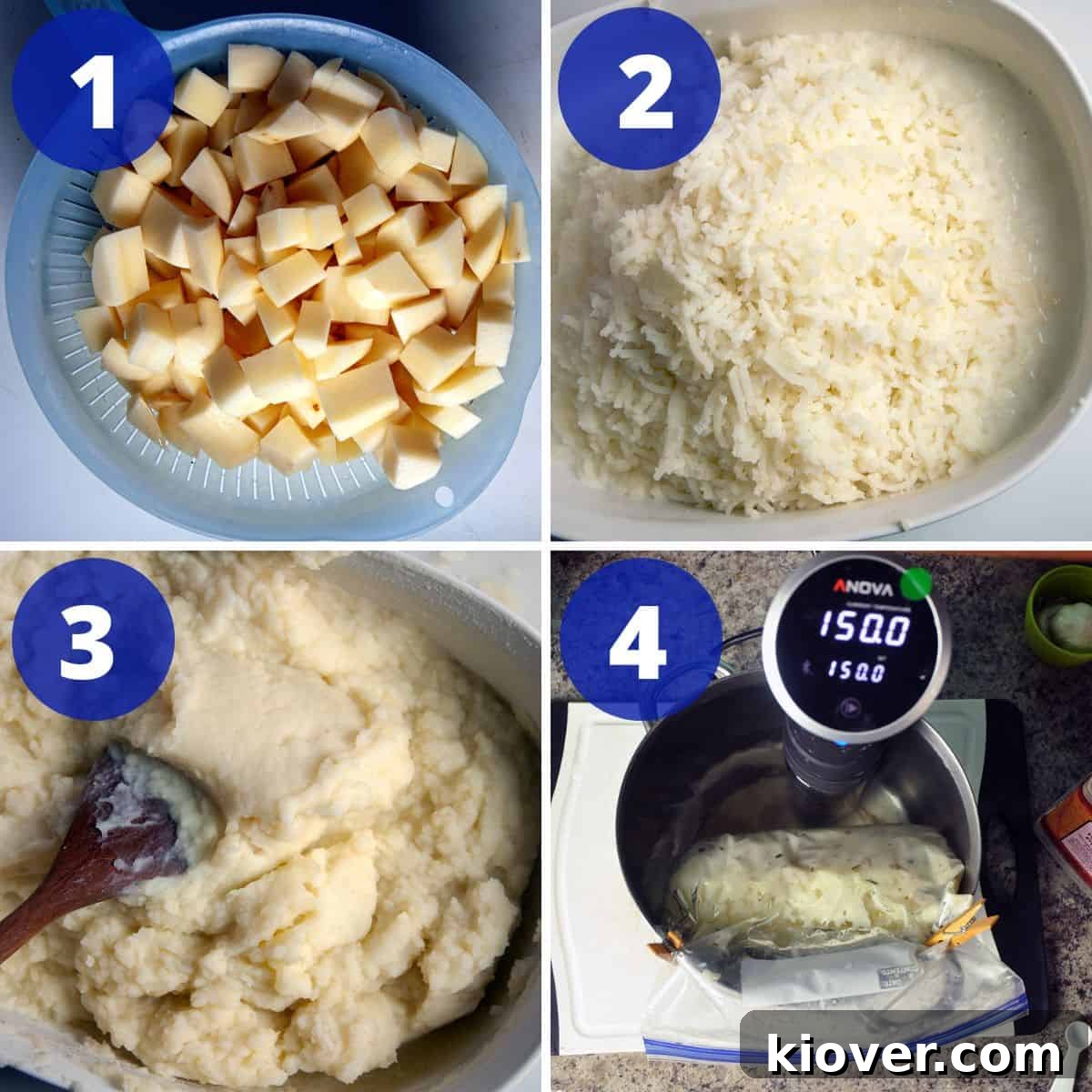 Velvety Make-Ahead Sous Vide Mashed Potatoes 2 Process for making sous vide mashed potatoes.