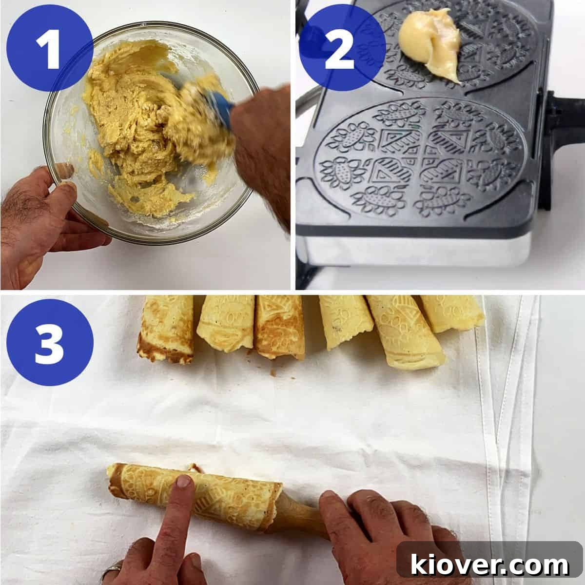 Process for making krumkake.