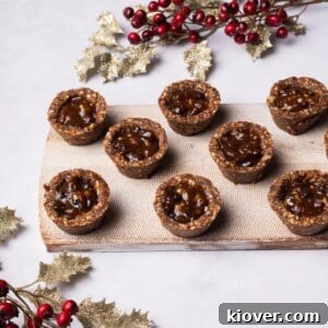 Healthy Mince Pies with a nut base, presented beautifully.