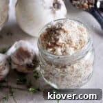 Homemade breadcrumbs in a small bowl, indicating a completed recipe.