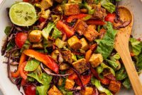 Crispy Tofu Salad with Sesame-Ginger Dressing
