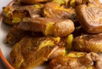 Crispy Air Fryer Smashed Potatoes with Garlic and Parmesan