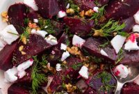 Roasted Beet Salad with Goat Cheese and Arugula
