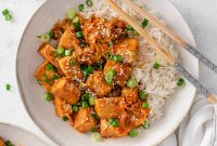 Crispy Korean Tofu and Spicy Cabbage Rice Bowl