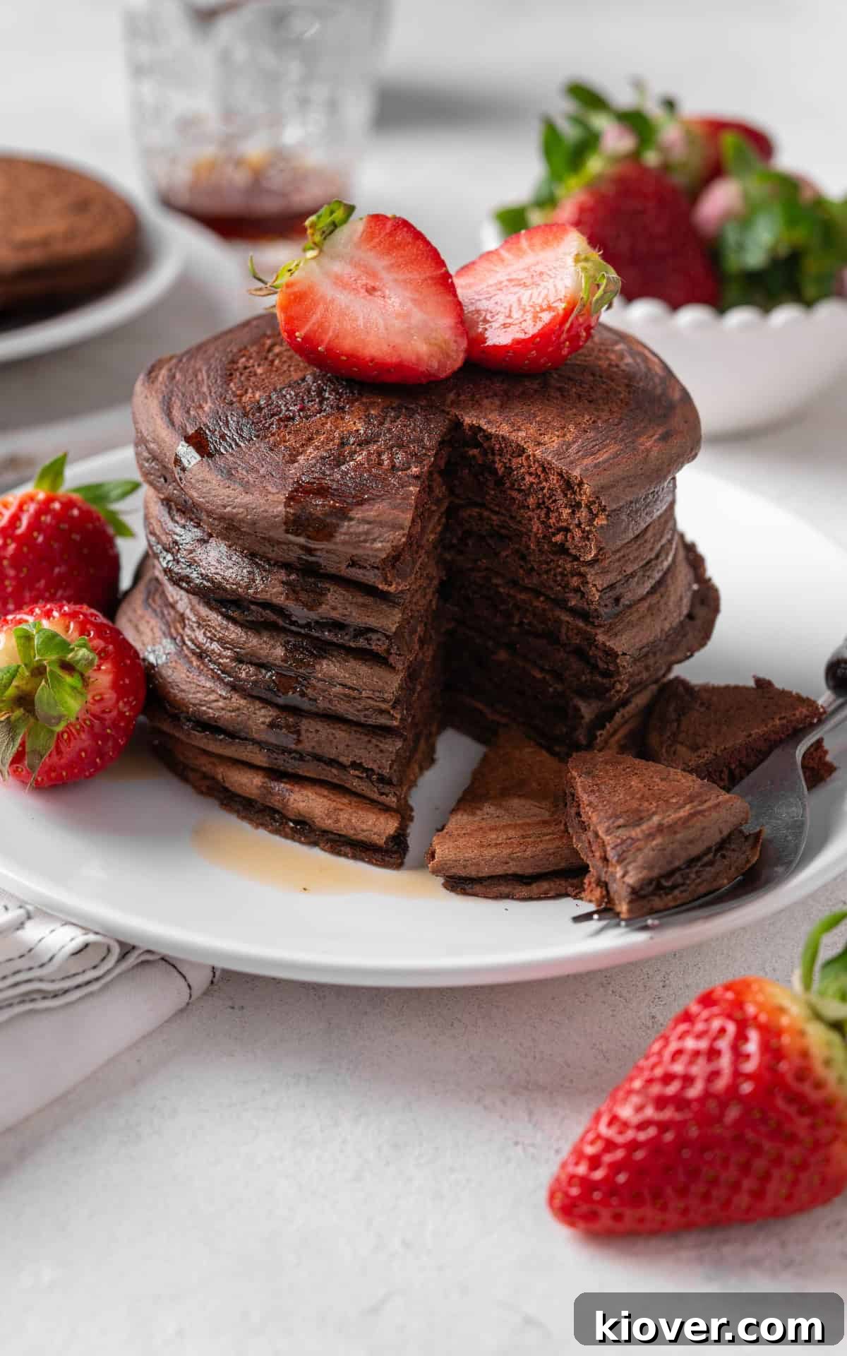 Decadent Chocolate Pancakes Recipe for Fluffy, Fudgy Stacks 8 gluten free chocolate pancakes.