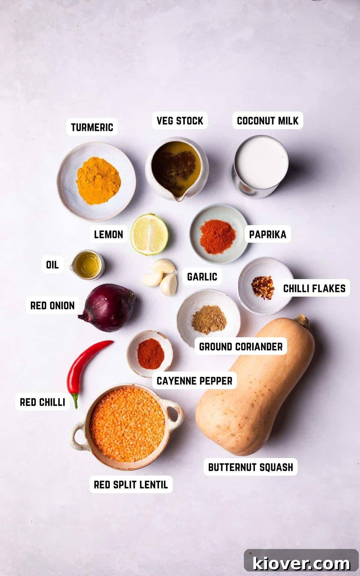 Coconut Dhal ingredients.