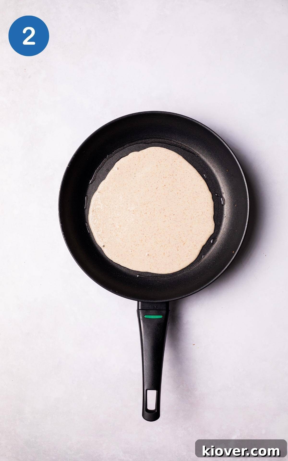 Gluten Free Crepe batter in a pan.