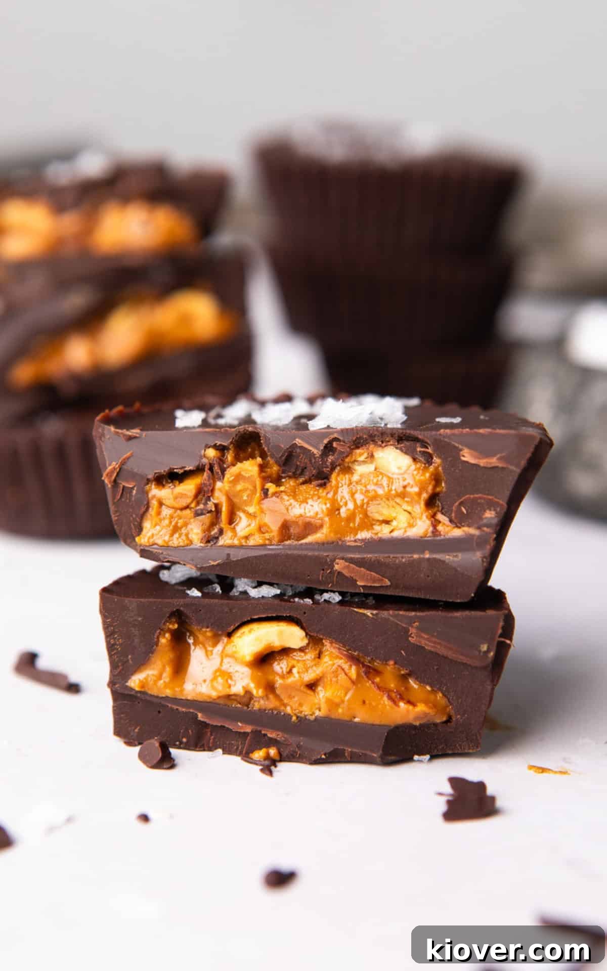 Homemade Peanut Butter Cups Recipe for Rich Chocolate Treats 8 chocolate peanut butter cups close up.