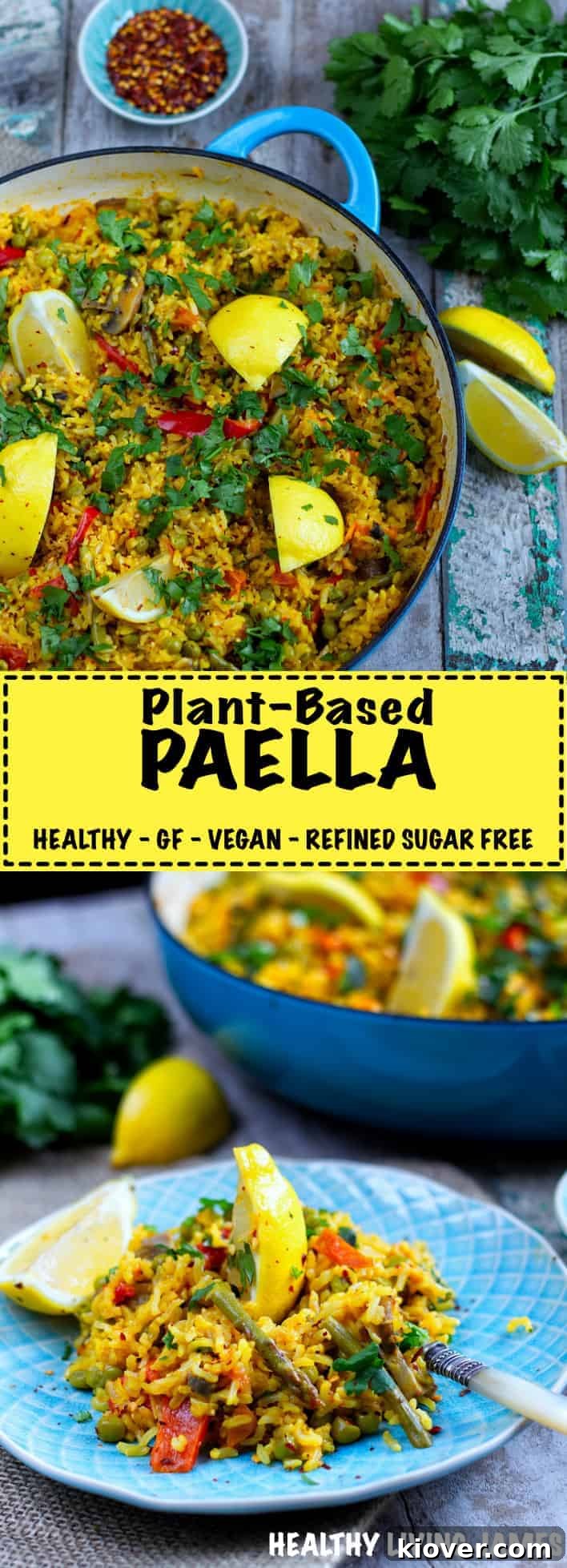 Vibrant Plant-Based Paella Recipe with Smoky Saffron Rice 4 Plant-Based Paella Pinterest