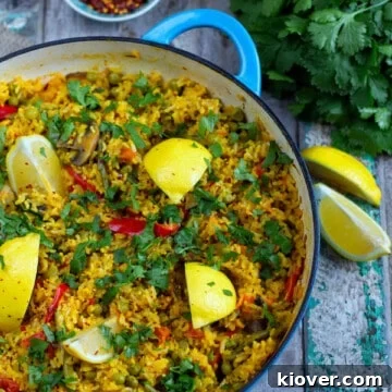 Vibrant Plant-Based Paella Recipe with Smoky Saffron Rice 5 plant based paella