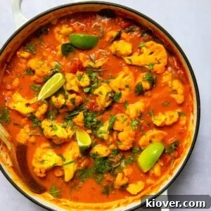 Cod and Cauliflower curry in a pot.