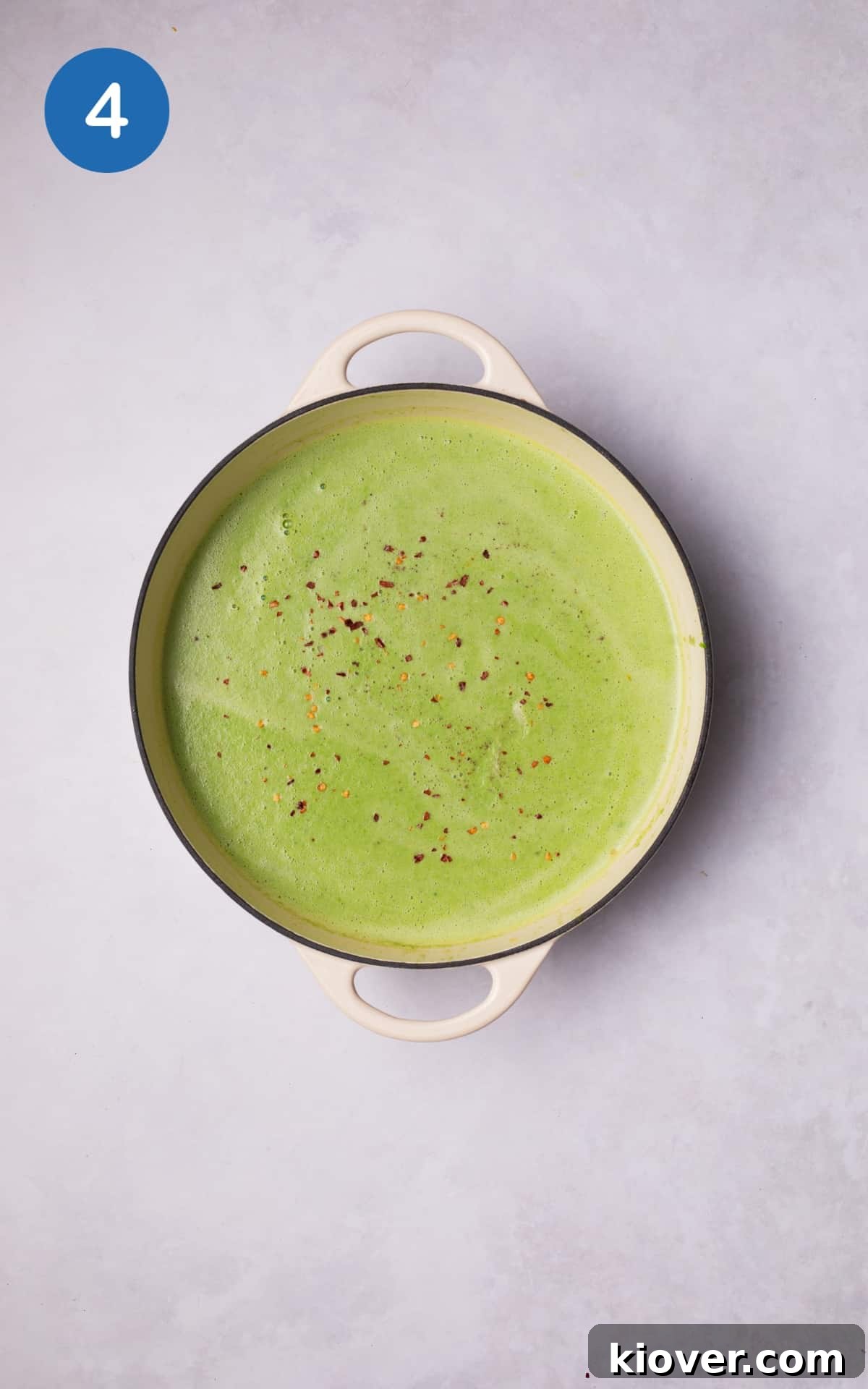 Classic Creamy Split Pea Soup Recipe for Cozy Meals 7 Blended Pea Soup in a pot.