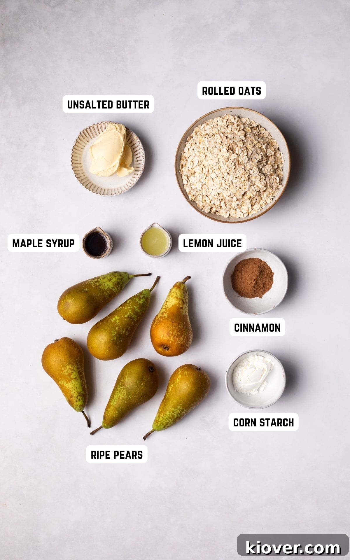 Ingredients to make Pear Crumble.