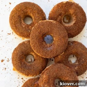 stacked cinnamon baked doughnuts