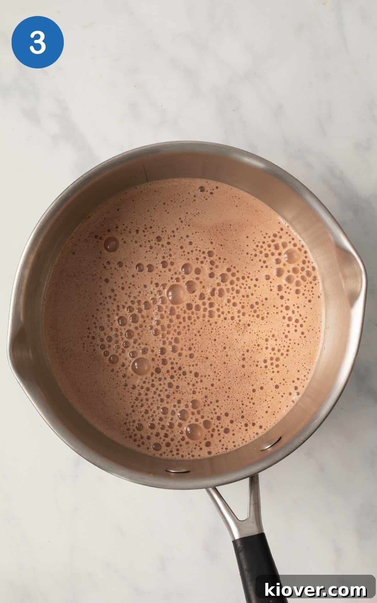 a top view of this Christmas Hot Chocolate in a Pot.