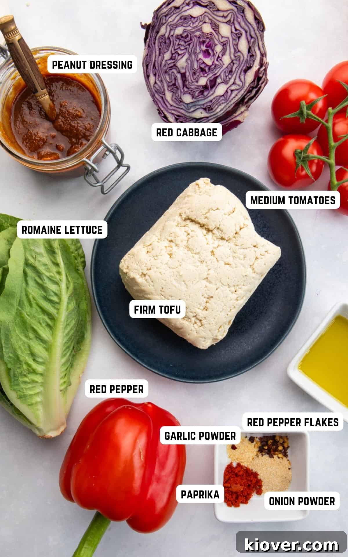 Ingredients to make Tofu Salad.