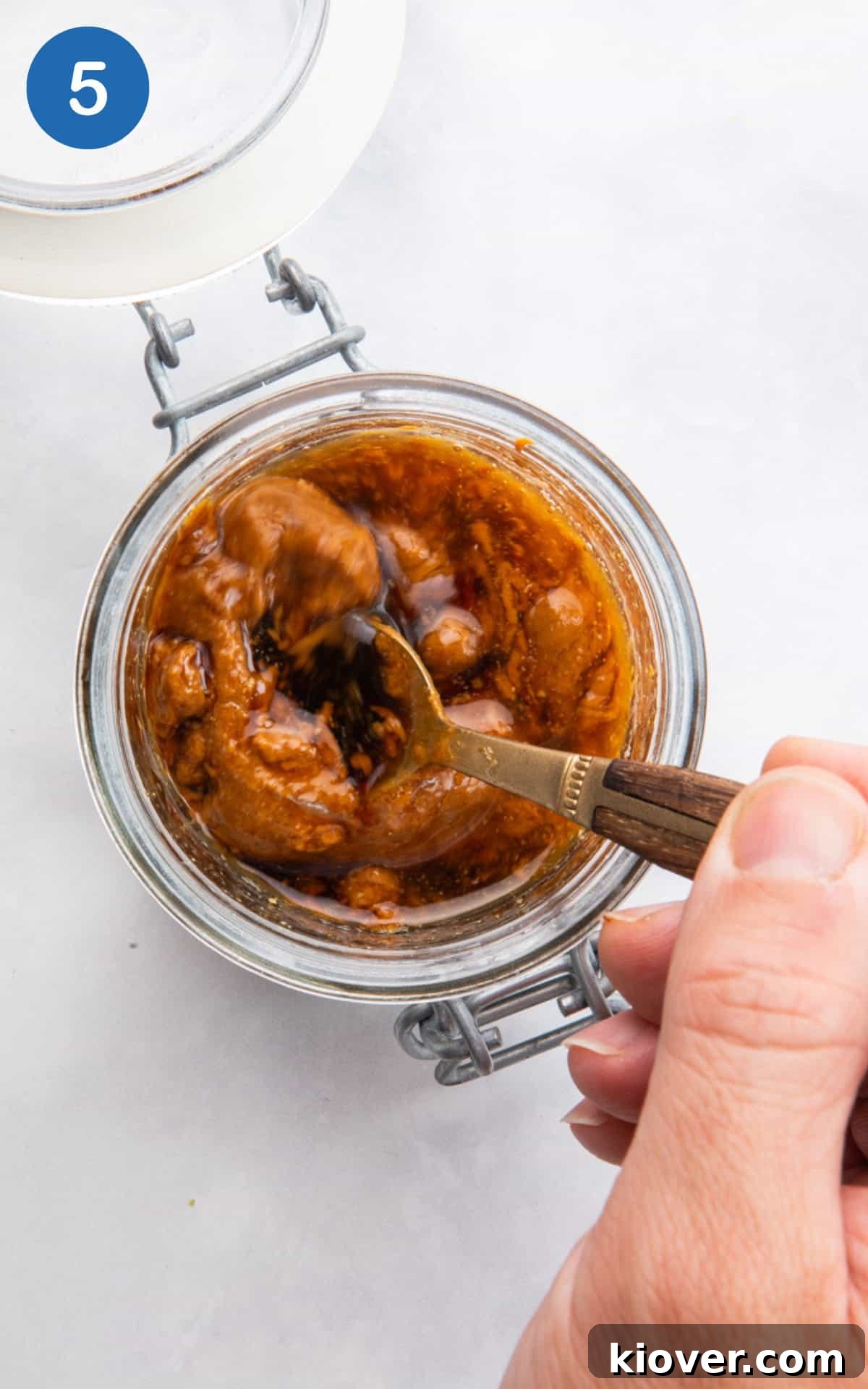 peanut dressing in a glass jar.
