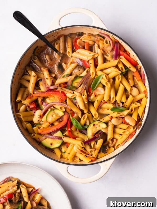 Creamy Vegan Mushroom Pasta Recipe for Dinner Nights 12 One pot pasta with vegetables.