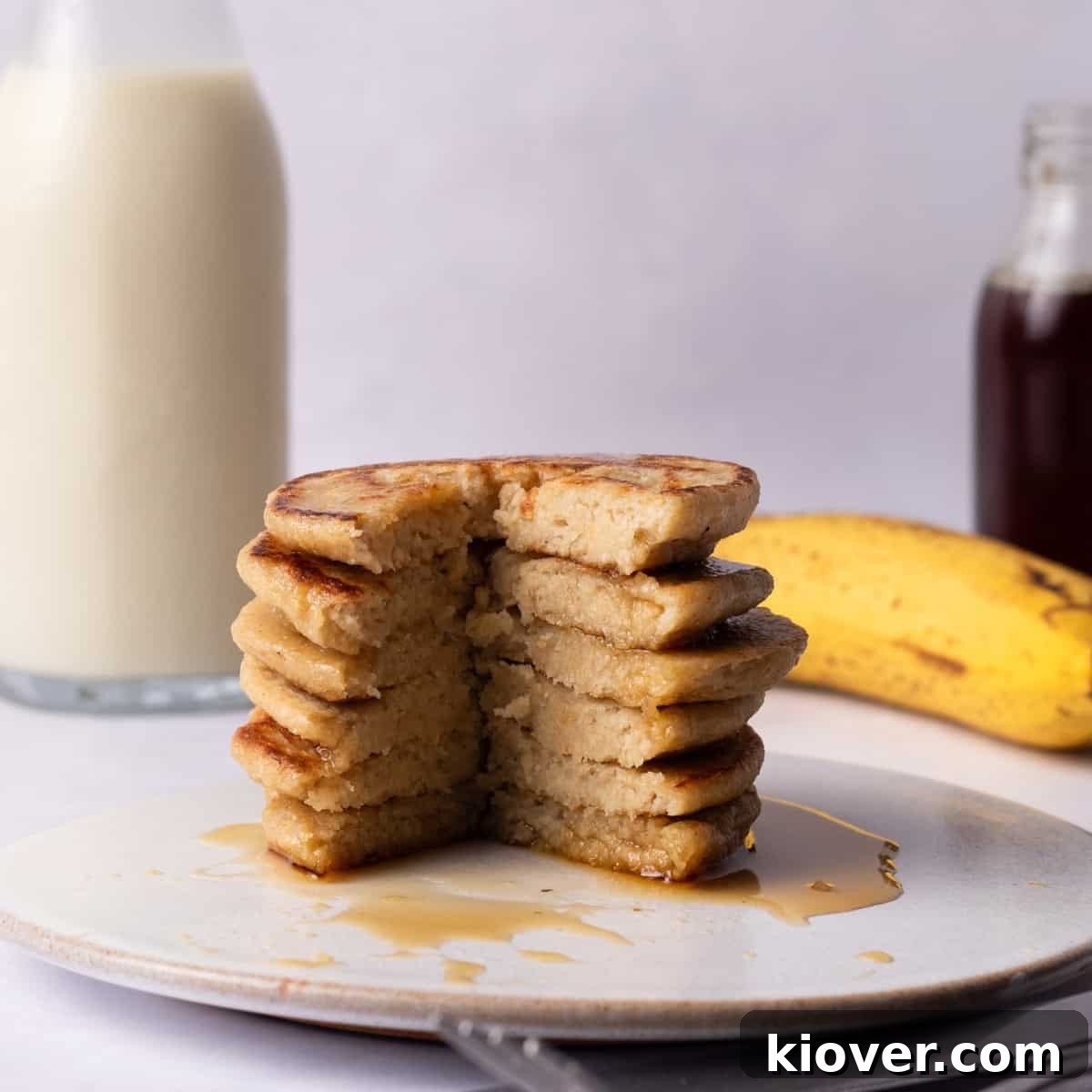 Fluffy Banana Oat Pancakes Recipe for Quick Morning Meals 2 Banana Oat Pancakes served on a plate.