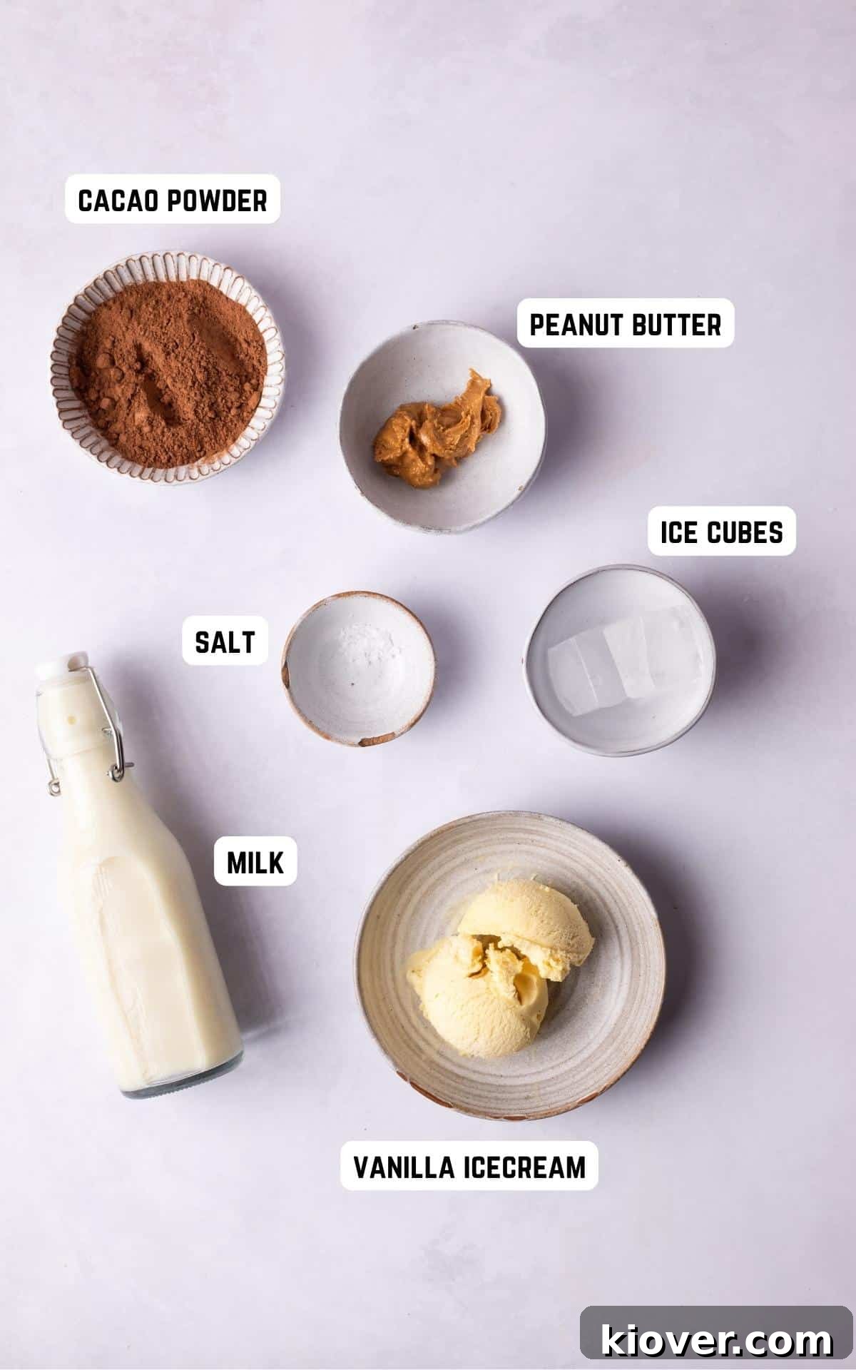 Ingredients to make Peanut Butter Milkshake.